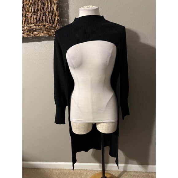 Fashion To Figure Black Cutout Ribbed Pullover Duster Sweater Plus Size 1 NWT - Picture 6 of 14